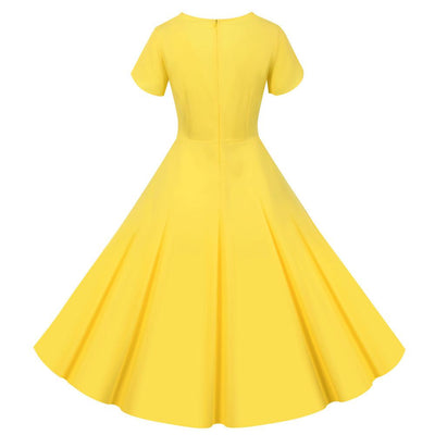 Robe Vintage Boutons Jaune