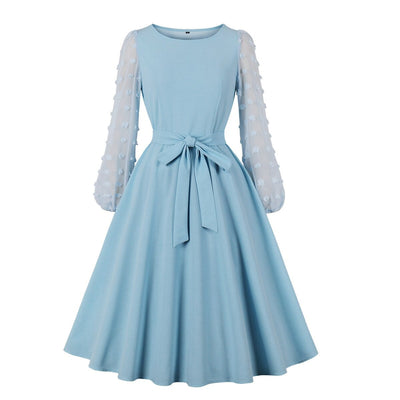 Robe Vintage Broderie Bleue Ciel