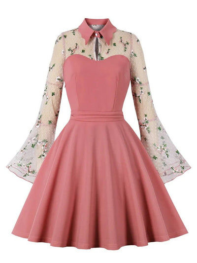 Robe Vintage Col Claudine Rose