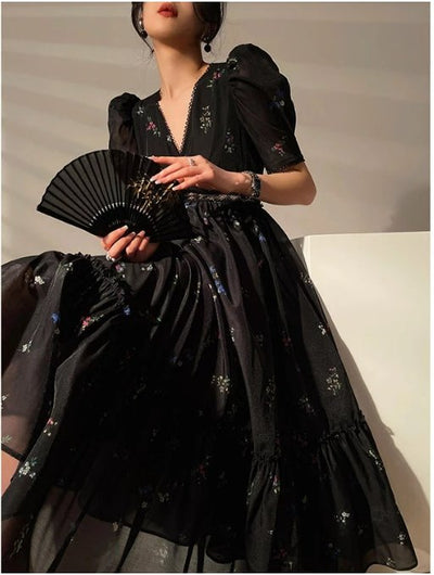 Robe Vintage Col V Noire