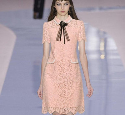 Robe Vintage Dentelle Rose