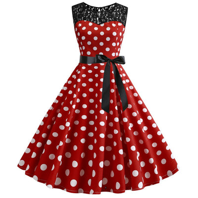 Robe Vintage Dentelle Rouge Pois