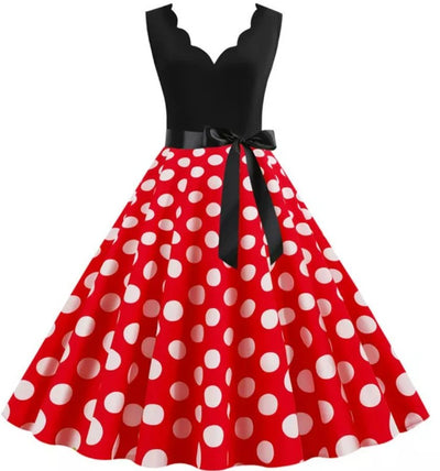 Robe Vintage Femme Rouge Pois