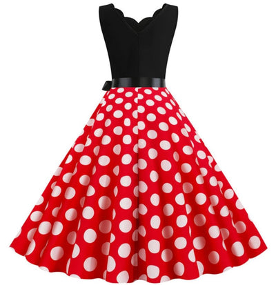 Robe Vintage Femme Rouge Pois