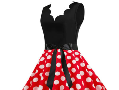 Robe Vintage Femme Rouge Pois