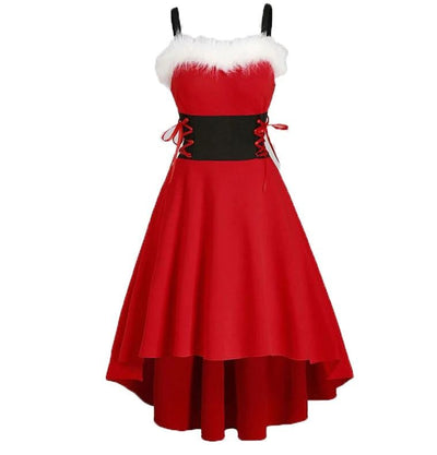 Robe Vintage Fourrure Rouge