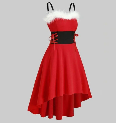 Robe Vintage Fourrure Rouge