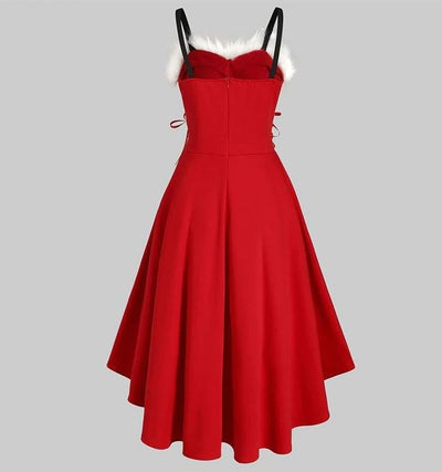 Robe Vintage Fourrure Rouge