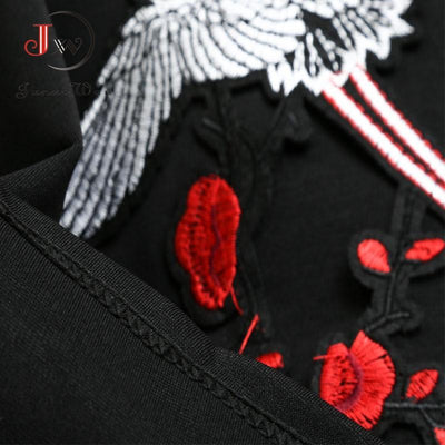 Robe Vintage Grande Taille Noire Fleurs Brodées