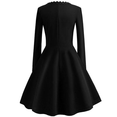 Robe Vintage Grande Taille Noire Fleurs Brodées