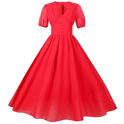 Robe Vintage Longue 50s Rouge