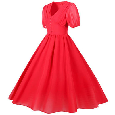 Robe Vintage Longue 50s Rouge