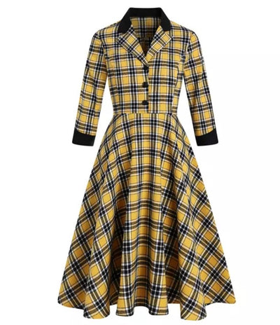 Robe Vintage Rayée Jaune et Noir
