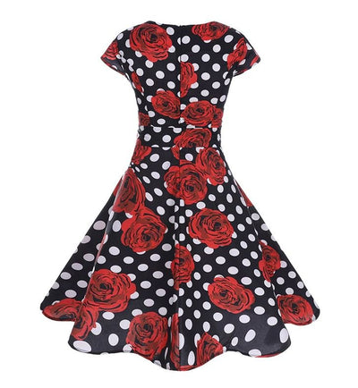 Robe Vintage Romantique Noir Rouge