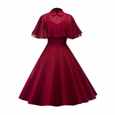 Robe Vintage Rouge avec Voile