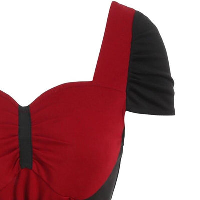Robe Vintage Rouge et Noire Lacet