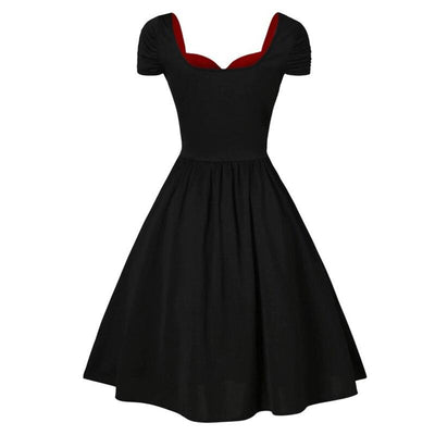 Robe Vintage Rouge et Noire Lacet