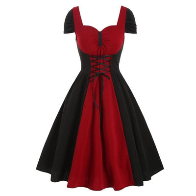 Robe Vintage Rouge et Noire Lacet