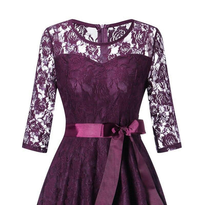 Robe vintage soirée manches longues violet