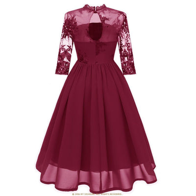 Robe Vintage Voile Bordeaux