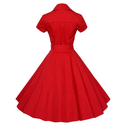 Robe Vintage Année 50 Rouge Unie