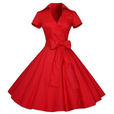 Robe Vintage Année 50 Rouge Unie