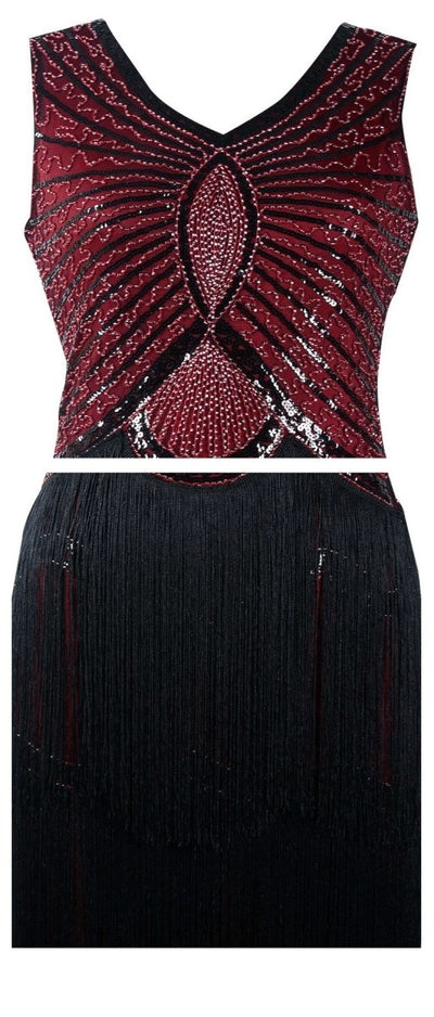 Robe Vintage Années 20 Art Déco Bordeaux