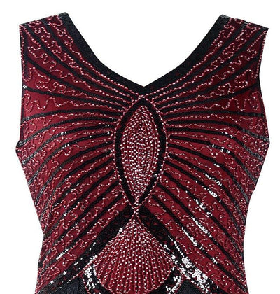 Robe Vintage Années 20 Art Déco Bordeaux