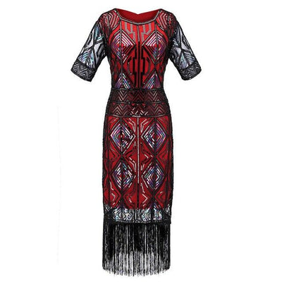 Robe Vintage Années 20 Gatsby Longue Rouge