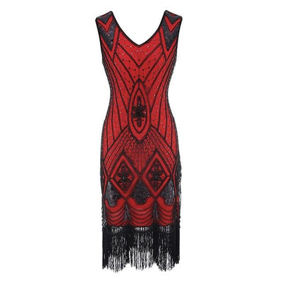 Robe Vintage Années 20 Sequins Rouge