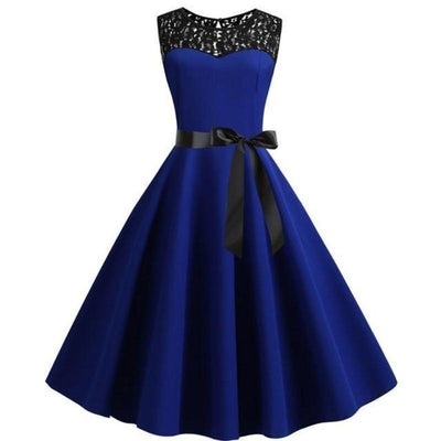 Robe Vintage Dentelle Bleu