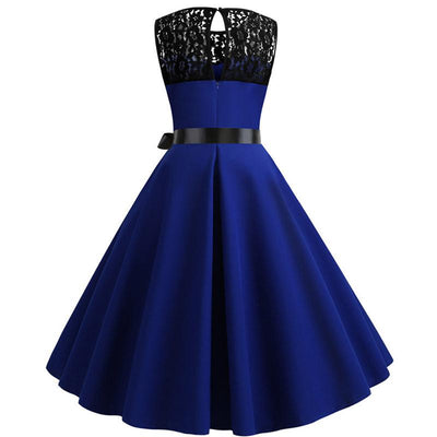 Robe Vintage Dentelle Bleu