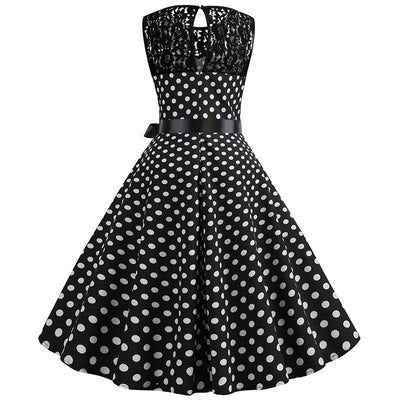Robe Vintage Dentelle Noir Pois