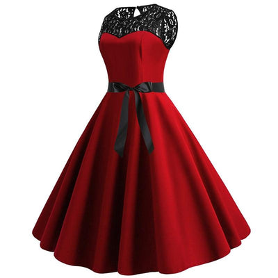 Robe Vintage Dentelle Rouge