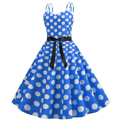 Robe Vintage Rockabilly Bleu Pois