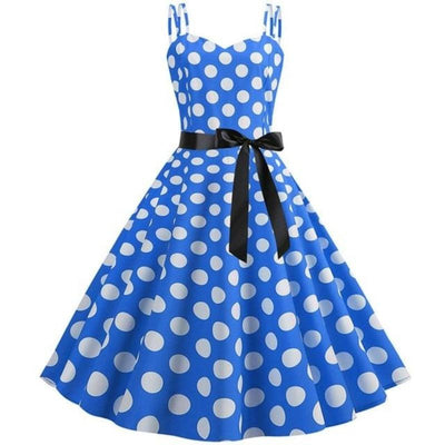 Robe Vintage Rockabilly Bleu Pois
