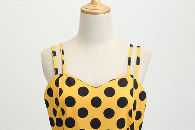 Robe Vintage Rockabilly Jaune Pois