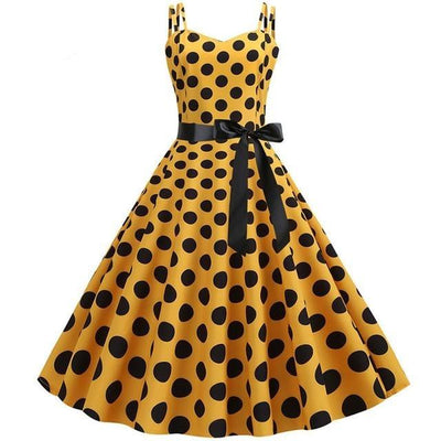 Robe Vintage Rockabilly Jaune Pois