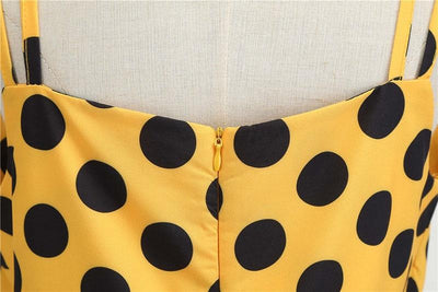 Robe Vintage Rockabilly Jaune Pois
