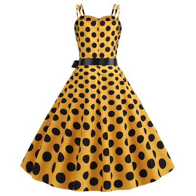 Robe Vintage Rockabilly Jaune Pois