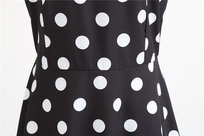 Robe Vintage Rockabilly Noir Pois Blancs