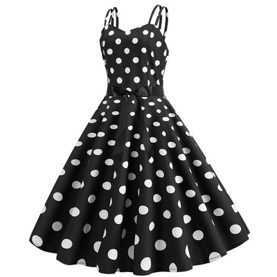 Robe Vintage Rockabilly Noir Pois Blancs