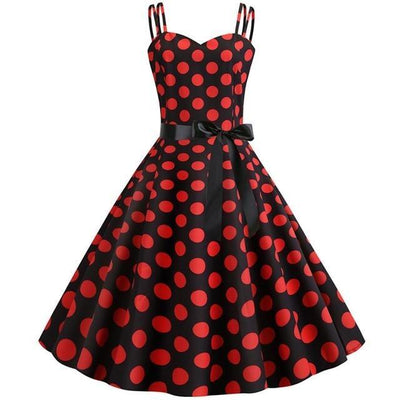 Robe Vintage Rockabilly Noir Pois Rouges