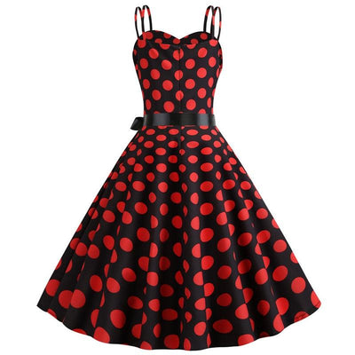 Robe Vintage Rockabilly Noir Pois Rouges