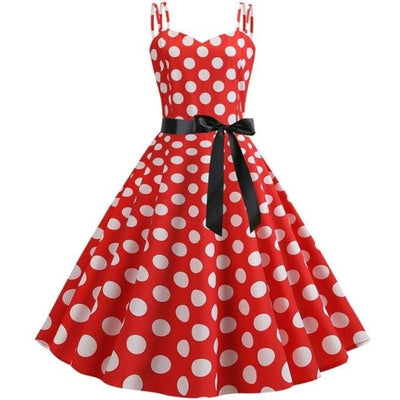 Robe Vintage Rockabilly Rouge Pois Blancs