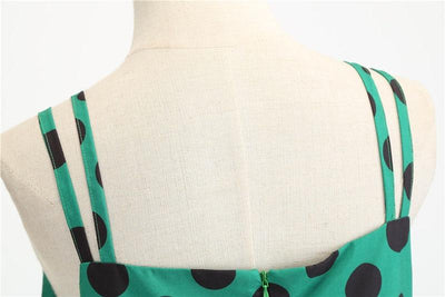 Robe Vintage Rockabilly Vert pois
