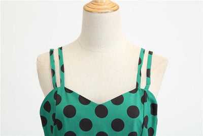 Robe Vintage Rockabilly Vert pois