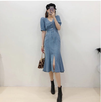 Vintage Robe Out-fit Années 40 Bleu