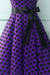 Robe dos nu violet à pois noirs