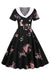 Robe Vintage Imprimée Florale Noire Avec Ceinture